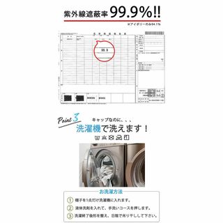 【色: ネイビー】CHARM 洗濯機で洗える UVカット 綿100% 撥水 キャ