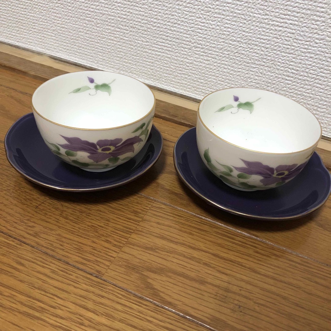 新品未使用＊湯呑み茶碗＊花庵＊はないろり＊2客セット＊受け皿付