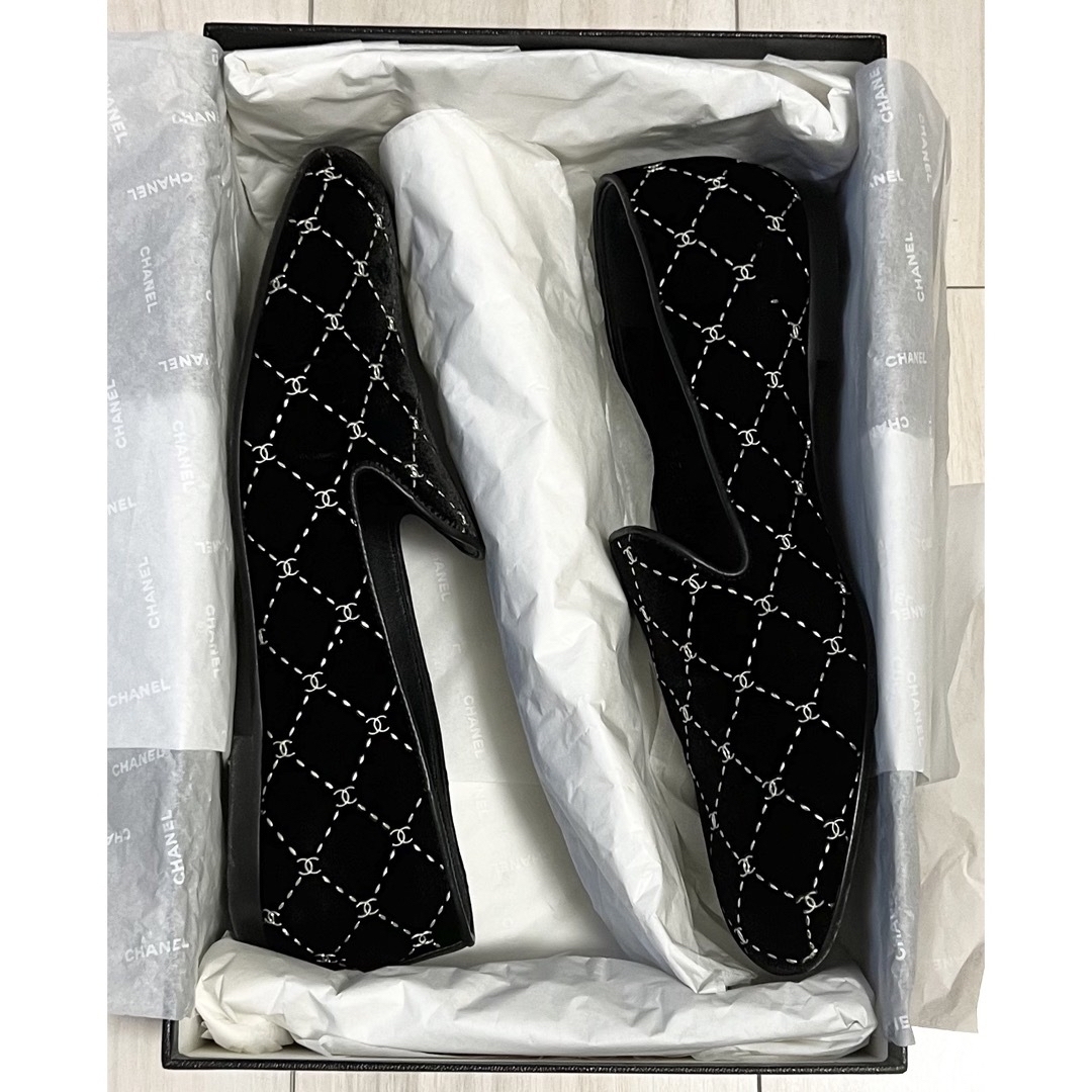 美品 CHANELシャネル モカシンローファー CCステッチ 稀少品 38.5
