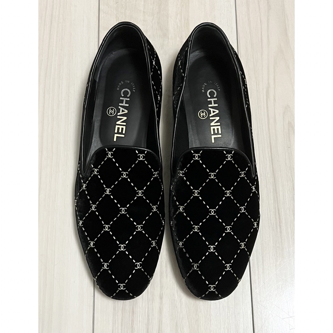 美品 CHANELシャネル モカシンローファー CCステッチ 稀少品 38.5
