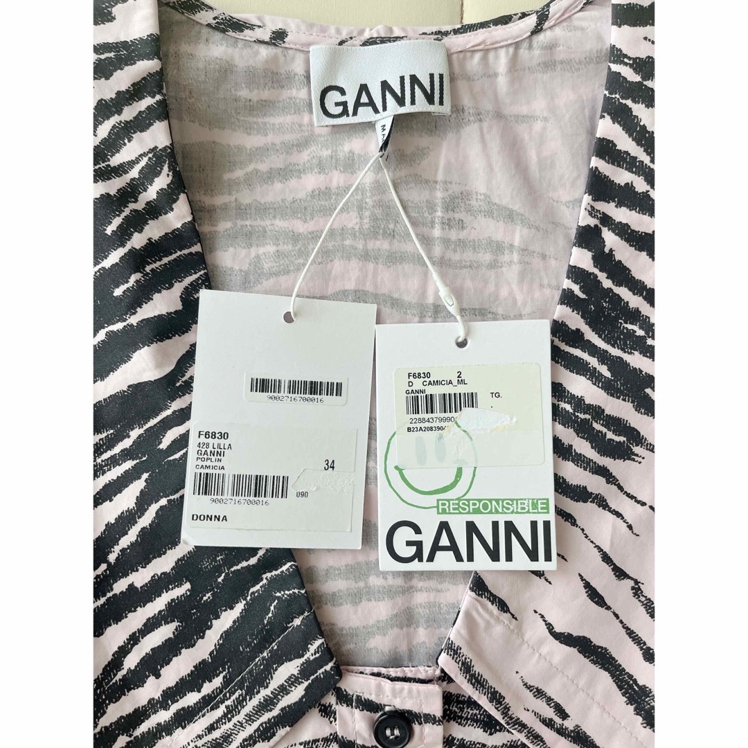 新品未使用✩GANNI ゼブラ コットンシャツ カットソー ブラウス 34 7