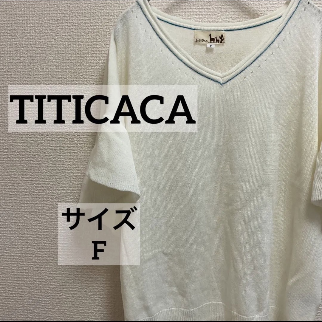 titicaca(チチカカ)のチチカカ　トップス　半袖　レディース　フリーサイズ　Vネック レディースのトップス(ニット/セーター)の商品写真