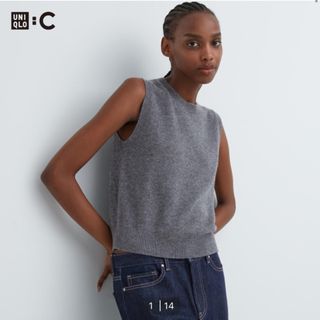 ユニクロ(UNIQLO)のカシミヤクルーネックショートセーター（ノースリーブ）　ユニクロ(ニット/セーター)