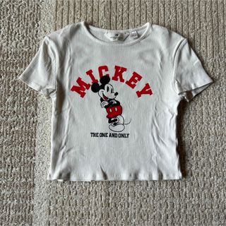 エイチアンドエム(H&M)のh&m kids ミッキーロゴミニTシャツ 150 160(Tシャツ/カットソー)