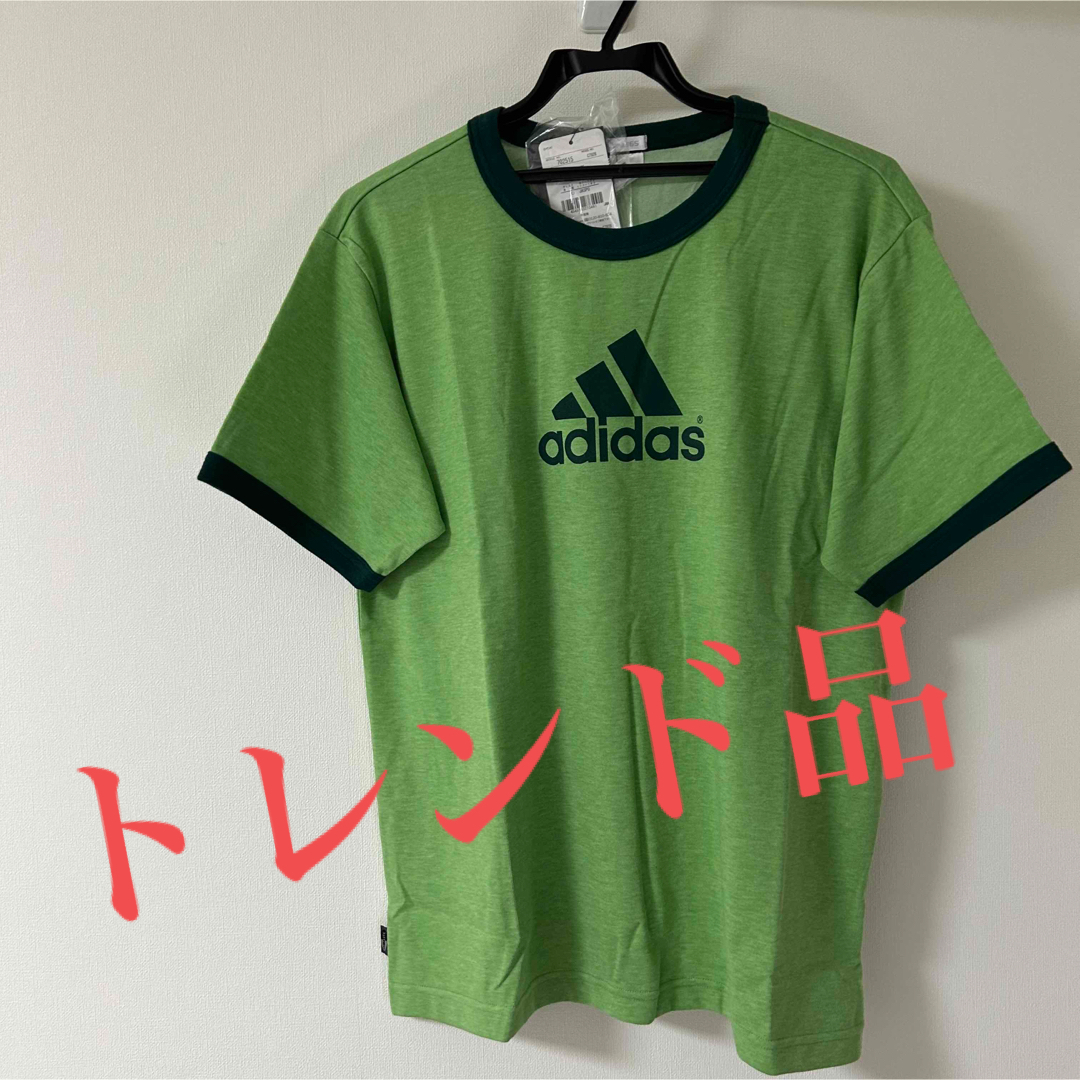 adidas(アディダス)の新品　トレンド品　adidas Y2KリンガーTシャツ　グリーンXL ビッグ メンズのトップス(Tシャツ/カットソー(半袖/袖なし))の商品写真