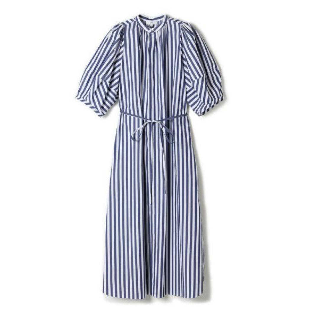 【HYKE】 T/C STRIPED BALLOON SLEEVE DRESS