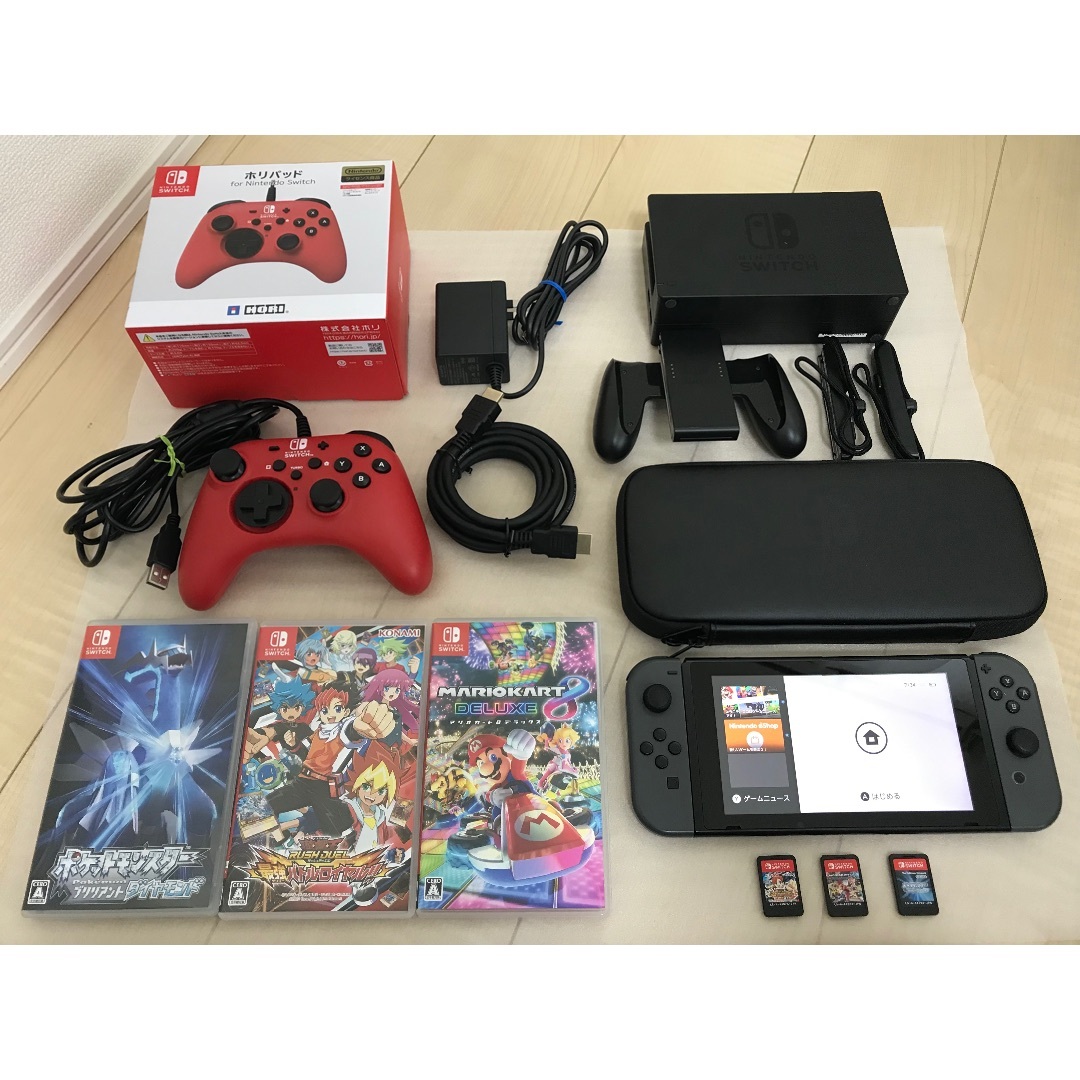 画面美品✨バッテリー強化新型Switch本体＋マリカー含むソフト3本セット✨