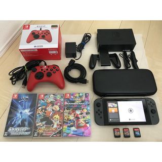 ニンテンドースイッチ(Nintendo Switch)の画面美品✨バッテリー強化新型Switch本体＋マリカー含むソフト3本セット✨(家庭用ゲーム機本体)