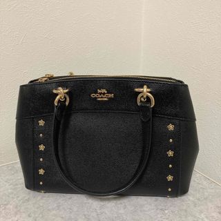 コーチ(COACH)のコーチバッグハンドショルダースタッズ花黒ブラック2wayゴールド金具(ショルダーバッグ)