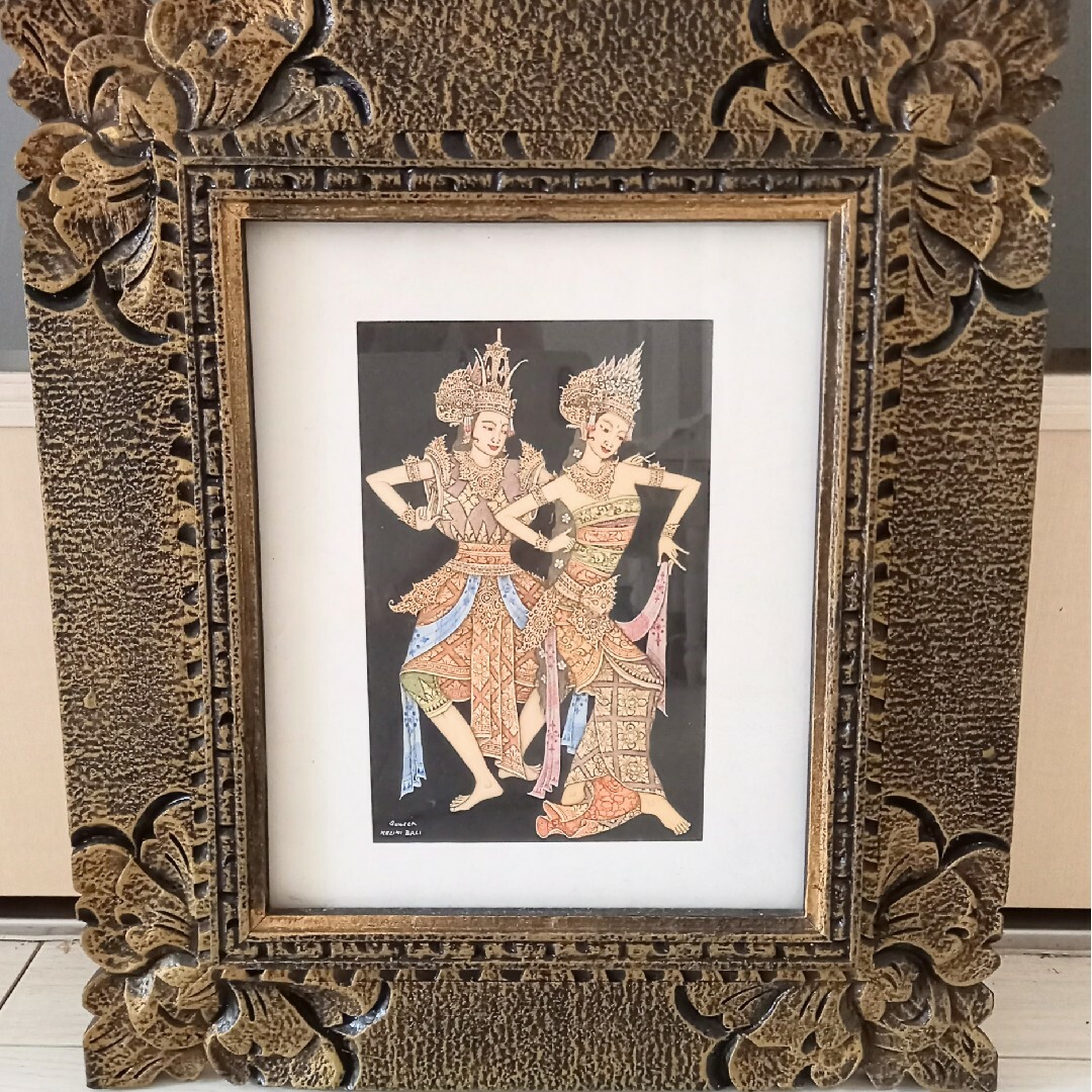バリ島 木彫り額縁入り絵画 バリニーズダンサー | フリマアプリ ラクマ