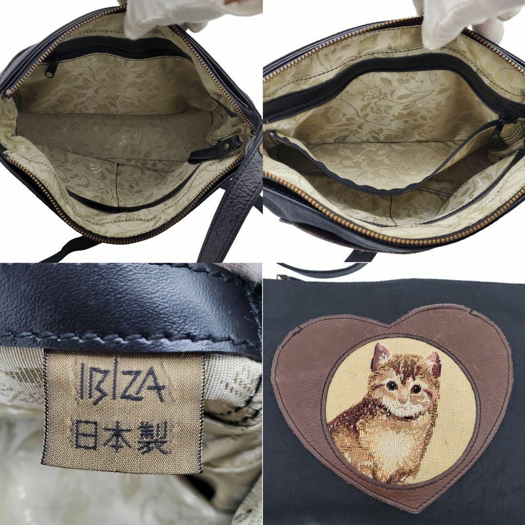 【美品✨】IBIZA イビザ ネコ ショルダーバッグ 可愛い 内総柄 黒