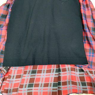 sacai サカイ◉半袖カットソー Tシャツ(S)チュニック 切替 チェック