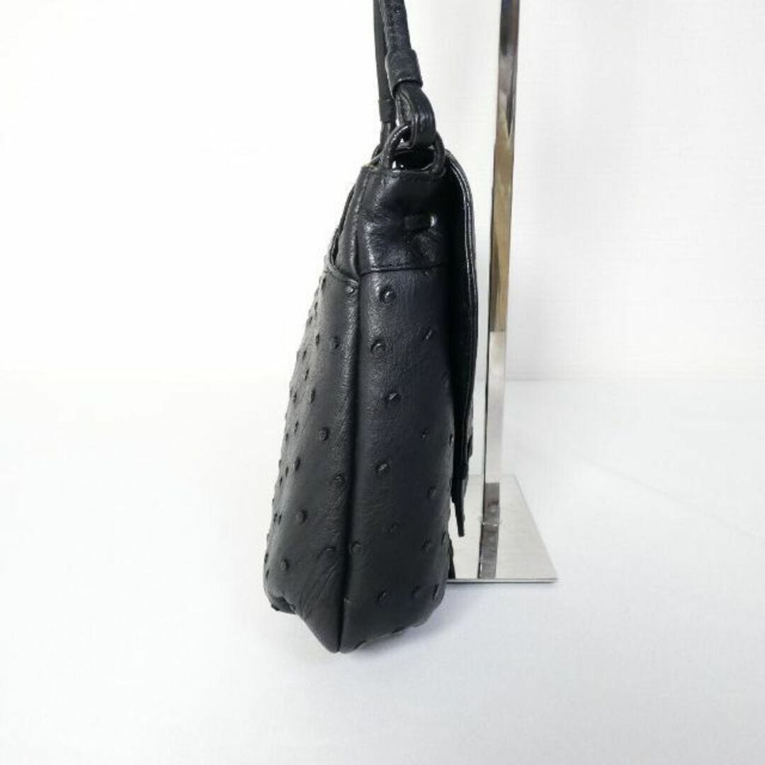 ほぼ美品 Loro Bolsetta オーストリッチ レザー ショルダーバッグ-
