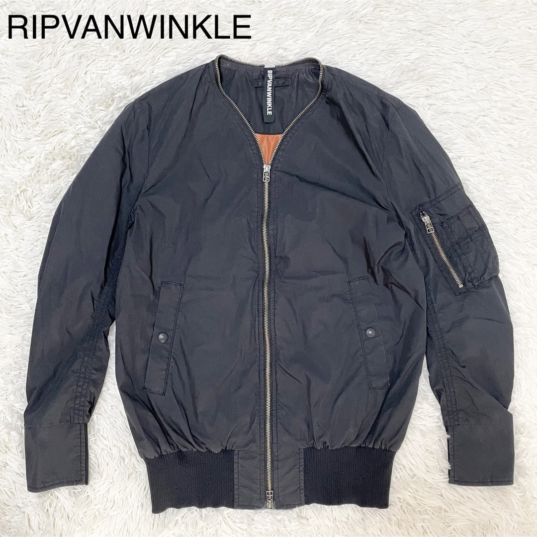 ripvanwinkle(リップヴァンウィンクル)のRIPVANWINKLE【美品】ナイロンジャケット ブルゾン 黒 L位 メンズ メンズのジャケット/アウター(フライトジャケット)の商品写真