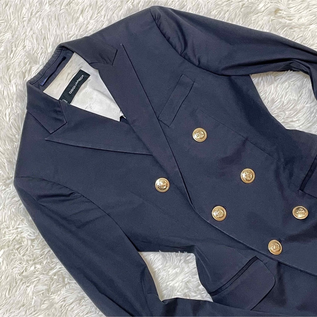 DSQUARED2【美品】テーラードジャケット XS位 紺 ダブル ビジネス DSQUARED2【美品】テーラードジャケット XS位 紺 ダブル ビジネス