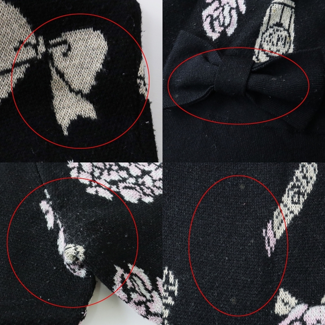 エムズグレイシー M'S GRACY  Icon Motif Knit One-piece 40/ブラック トップス ワンピース ドレス ウール混【2400013488822】