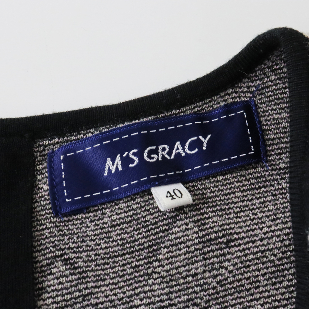 エムズグレイシー M'S GRACY  Icon Motif Knit One-piece 40/ブラック トップス ワンピース ドレス ウール混【2400013488822】