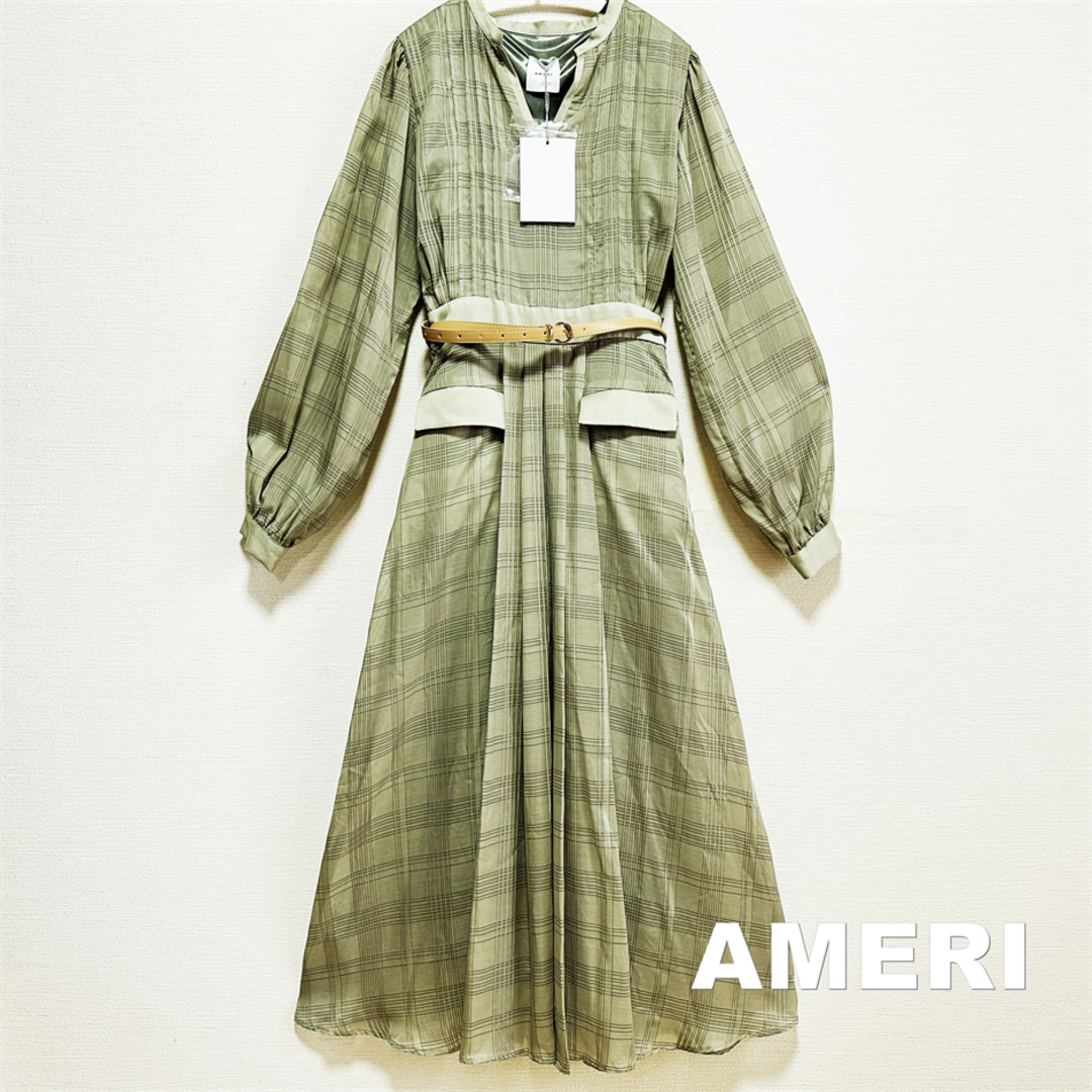 【AMERI】CHECK RETRO SLENDER DRESS タグ付未使用