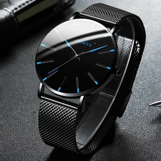 メンズ腕時計 新品 アナログ メッシュバンド ファッション 薄型 ブラック(腕時計(アナログ))