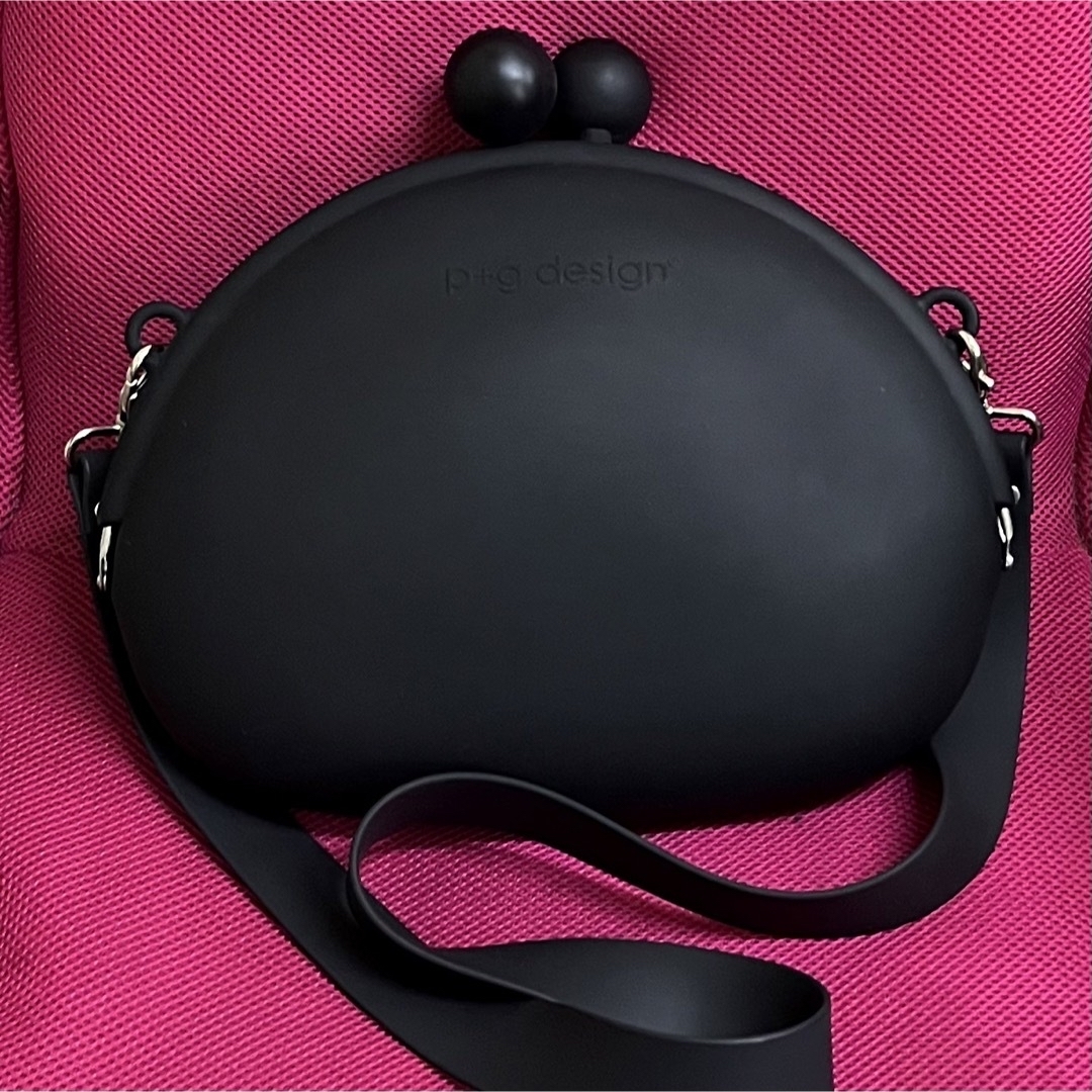【綺麗】p＋g design ピージーデザイン バッグ がま口 シリコン 黒