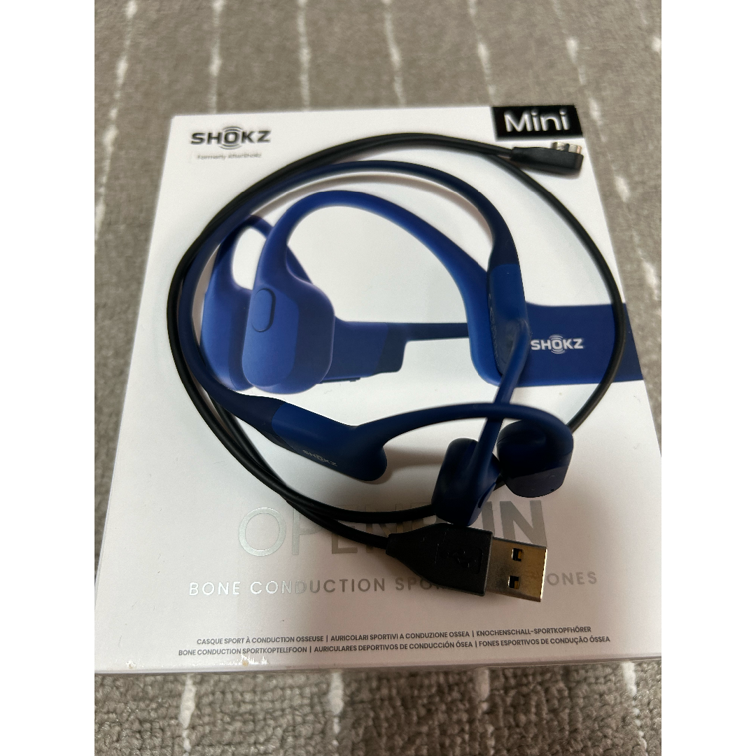 色: ブルー】ミニサイズ Shokz OpenRun Mini 骨伝導イヤホン-
