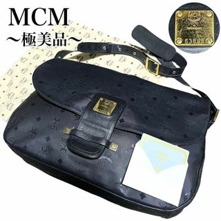 エムシーエム(MCM)の【極美品✨】MCM ショルダーバッグ ヴィセトス柄 ロゴ刻印 pvc ブラック(ショルダーバッグ)