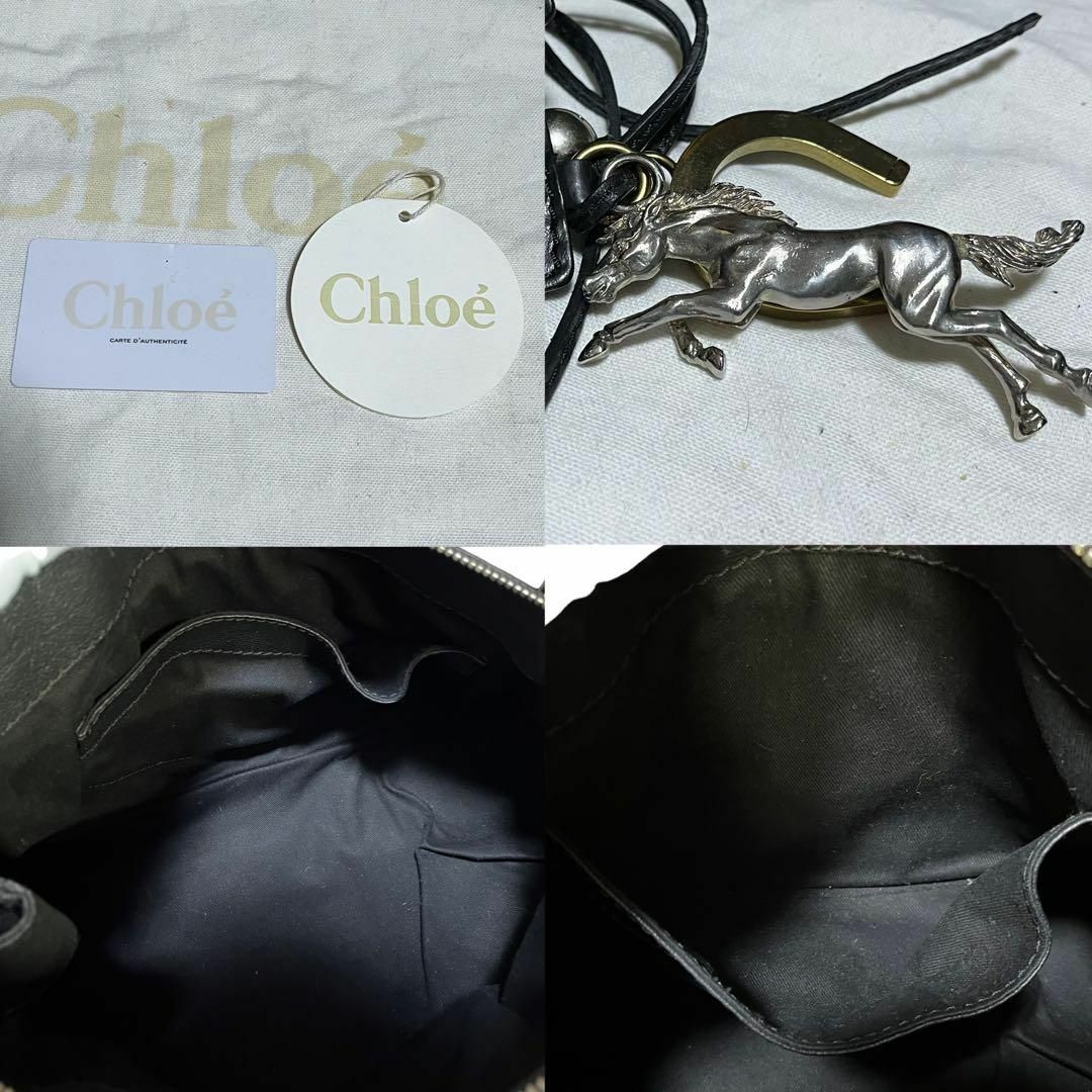 【美品✨】クロエ ケララ ハンドバッグ チャーム レザー 黒 タグ付き40cmマチ