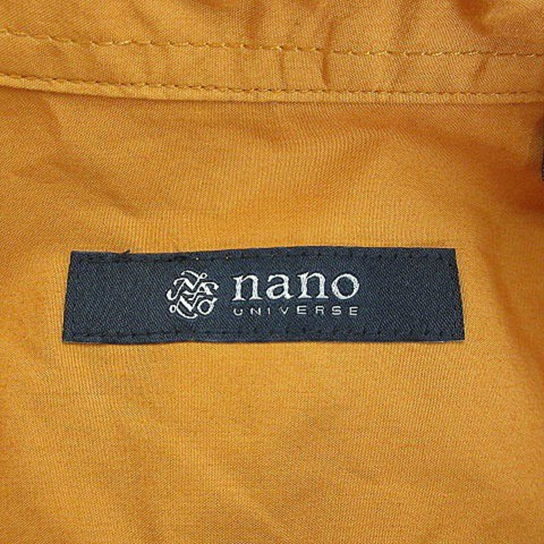 ナノユニバース シャツ ボタンダウン 七分袖 薄手 コットン 無地 S オレンジ 5
