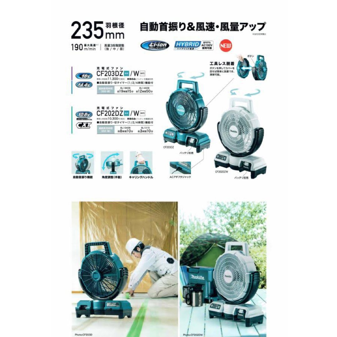 Makita - ☆マキタ☆14.4V 18V 充電式ファン CF203DZW（白）☆新品