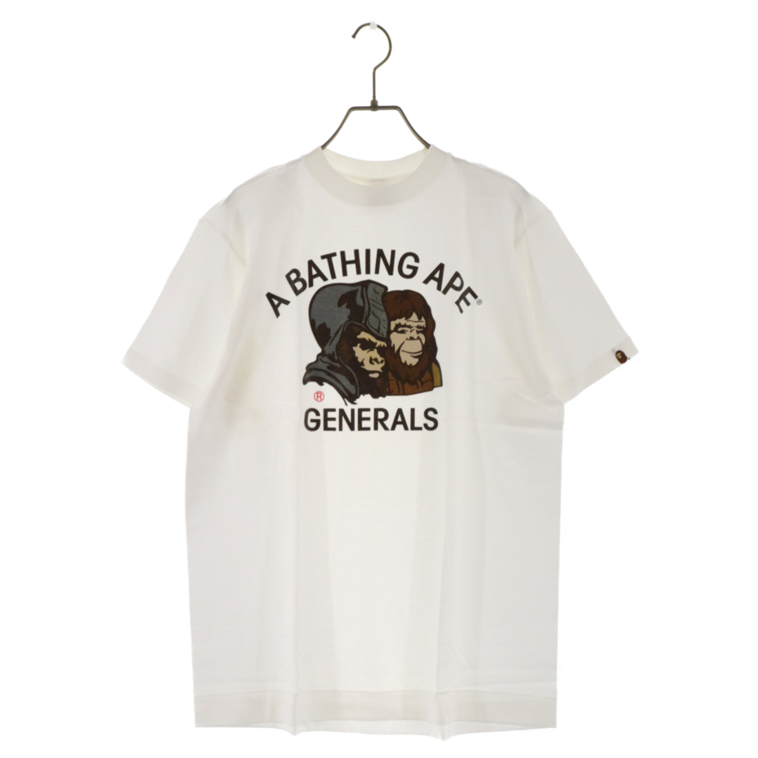 A BATHING APE アベイシングエイプ PLANET OF THE APES GENERALS プラネット オブ ジ アース ジェネラルズ  ラメプリントクルーネック半袖Tシャツ ホワイト | フリマアプリ ラクマ