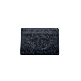 シャネル(CHANEL)のCHANEL シャネル カードケース 名刺入れ ココマーク 6番台 2000年 ブラック キャビアスキン 美品 中古 54657(パスケース/IDカードホルダー)