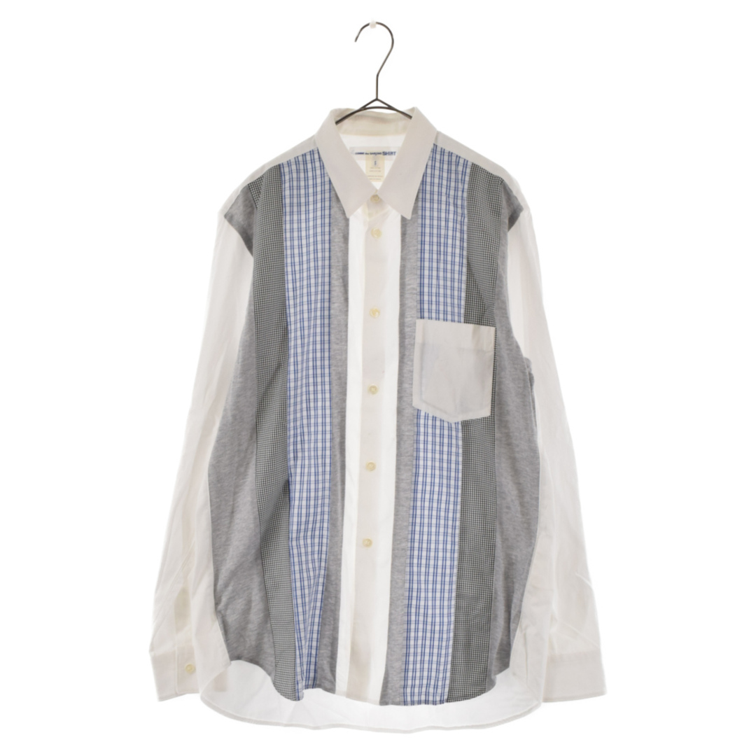 COMME des GARCONS コムデギャルソン 14AW Mix Check Shirt ミックスドッキングチェック柄長袖シャツ ホワイト/ブルー/ブラック W22011