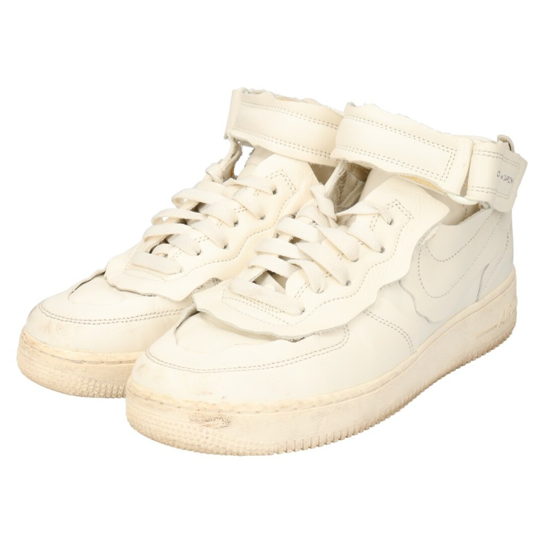 NIKE(ナイキ)のNIKE ナイキ ×COMME des GARCONS HOMME PLUS AIR FORCE 1 MID コムデギャルソン エアフォース1 ミッドカットスニーカー シューズ ホワイト US7.5/25.5cm DC3601-100 メンズの靴/シューズ(スニーカー)の商品写真