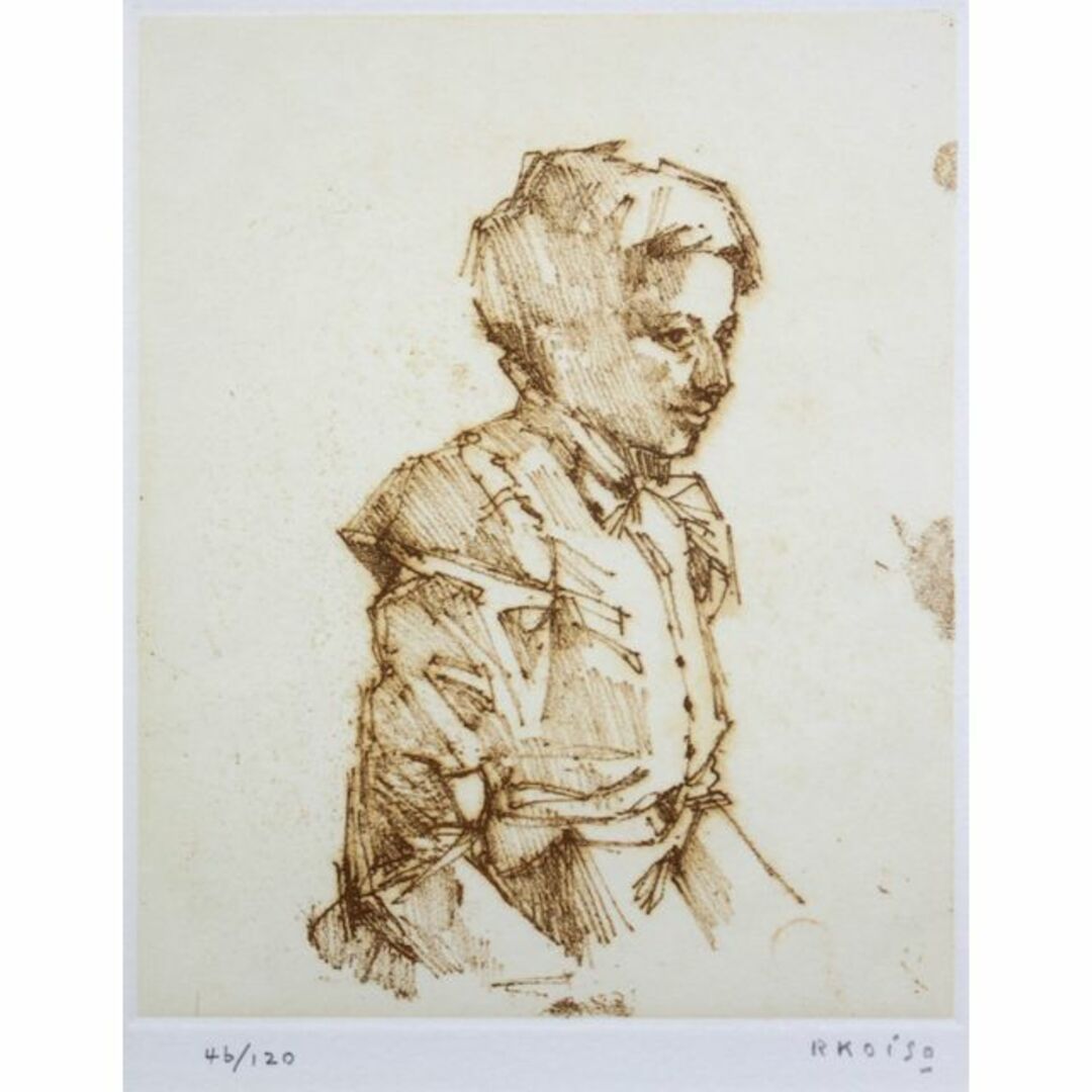 小磯良平『婦人像A』銅版画 絵画 - 版画