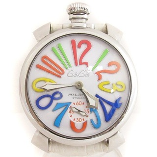 ガガミラノ(GaGa MILANO)のガガミラノ マヌアーレ 48MM 腕時計 手巻き 裏スケ 白文字盤 8405(腕時計)