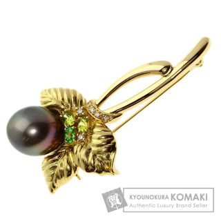 タサキ(TASAKI)のTASAKI 南洋ブラックパール 真珠 ガーネット ペリドット ダイヤモンド ブローチ K18YG レディース(ブローチ/コサージュ)