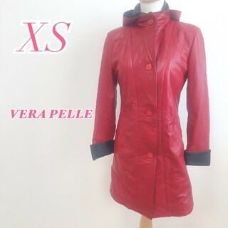 VERA PELLE　ジャケット　レッド　XS　花柄　ITALY　カジュアル(その他)