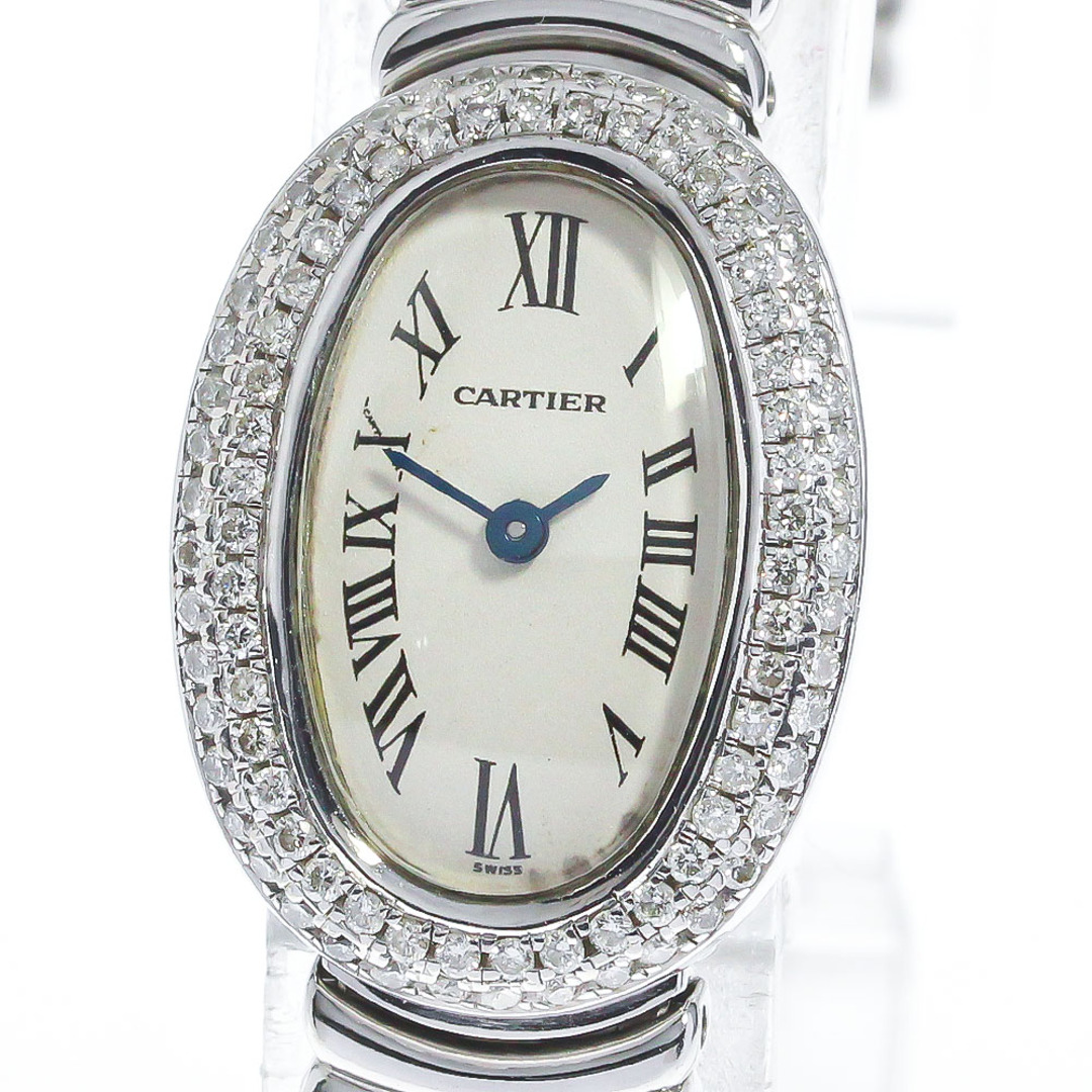 【鑑別書付き】カルティエ 腕時計 ミニベニュワール K18WG ダイヤモンド
