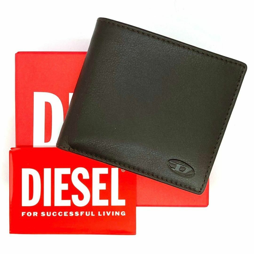 DIESEL - ディーゼル 財布 二つ折り ブラウン イエロー レザー