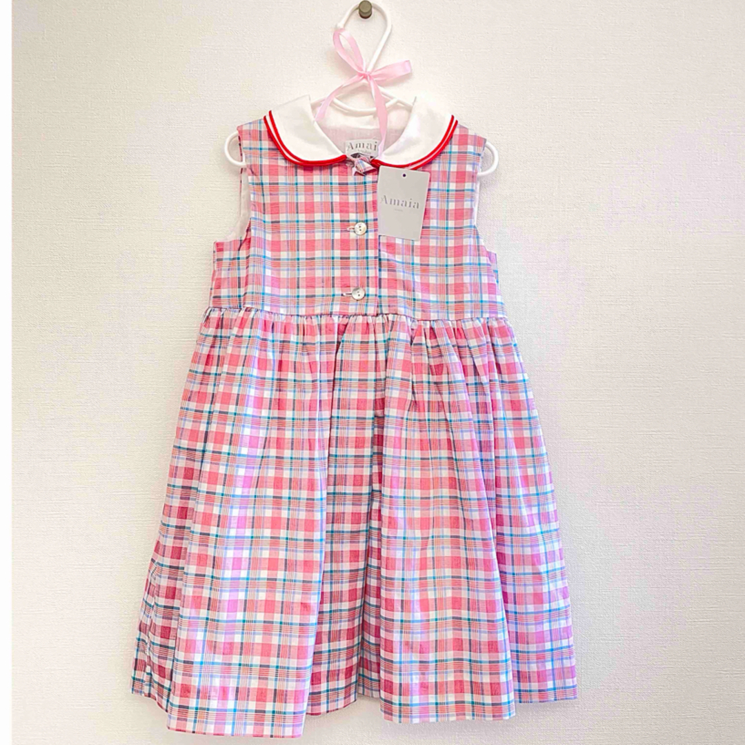 Amaia Kids/アマイマキッズ】チェック柄ノースリーブワンピース-