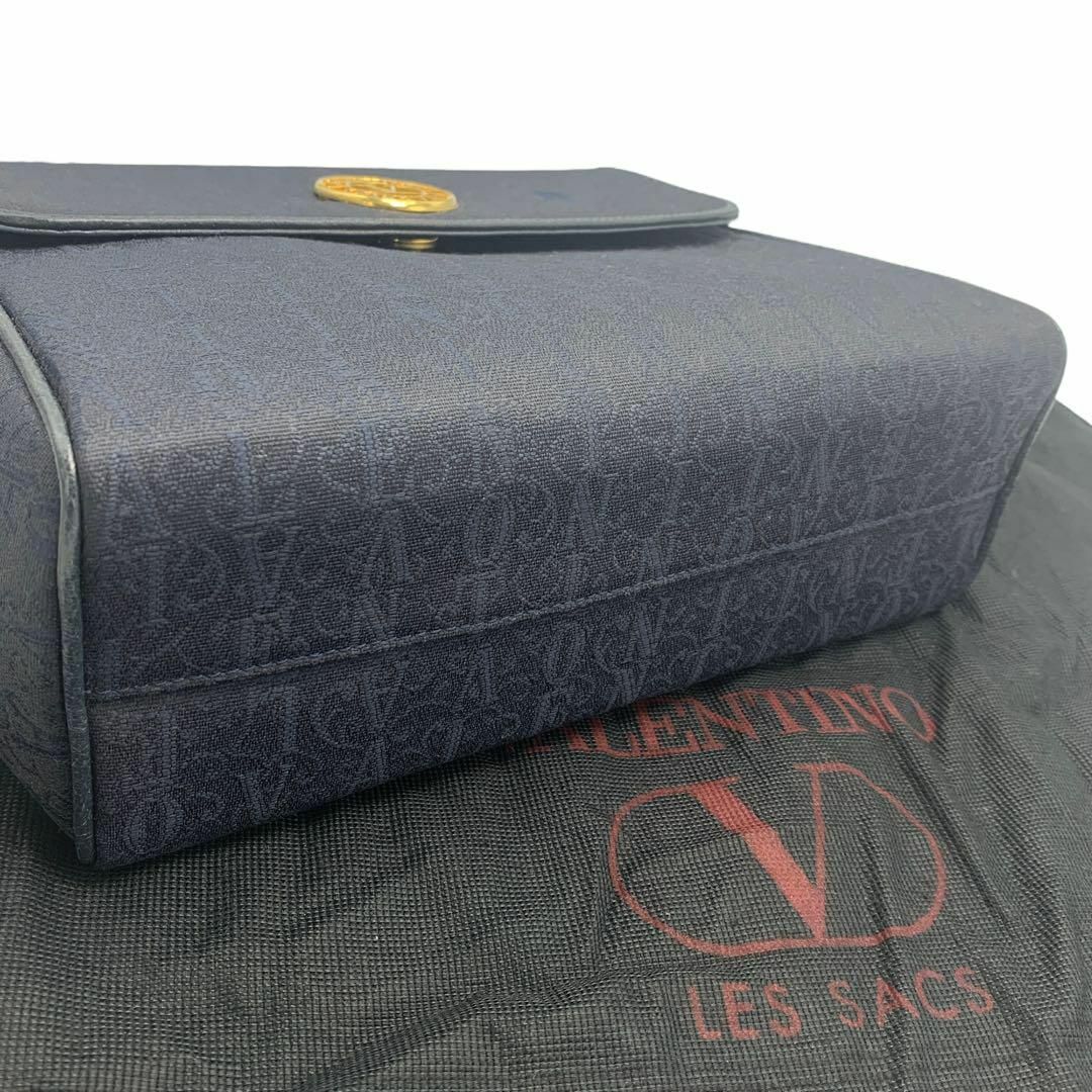 【極美品✨】VALENTINO GARAVANI ハンドバッグ ロゴ総柄 紺色