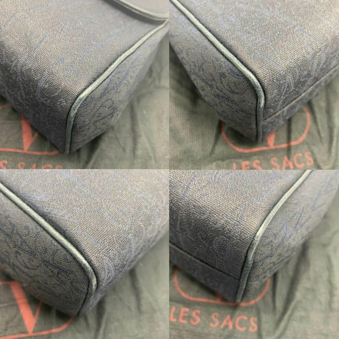【極美品✨】VALENTINO GARAVANI ハンドバッグ ロゴ総柄 紺色