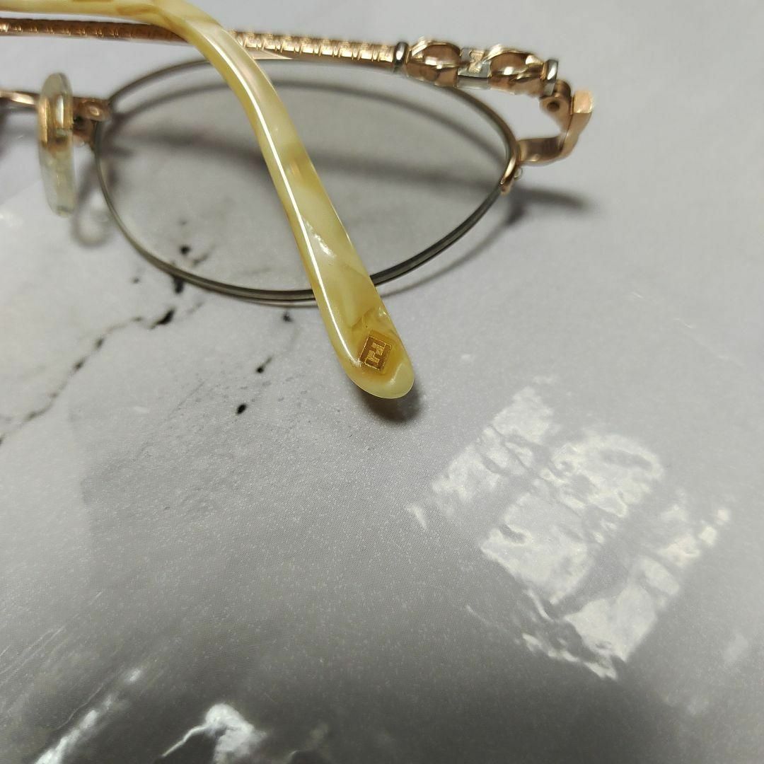863超美品 フェンディ 8014 メガネ 眼鏡 度入り弱 豪華 ズッキーノ柄