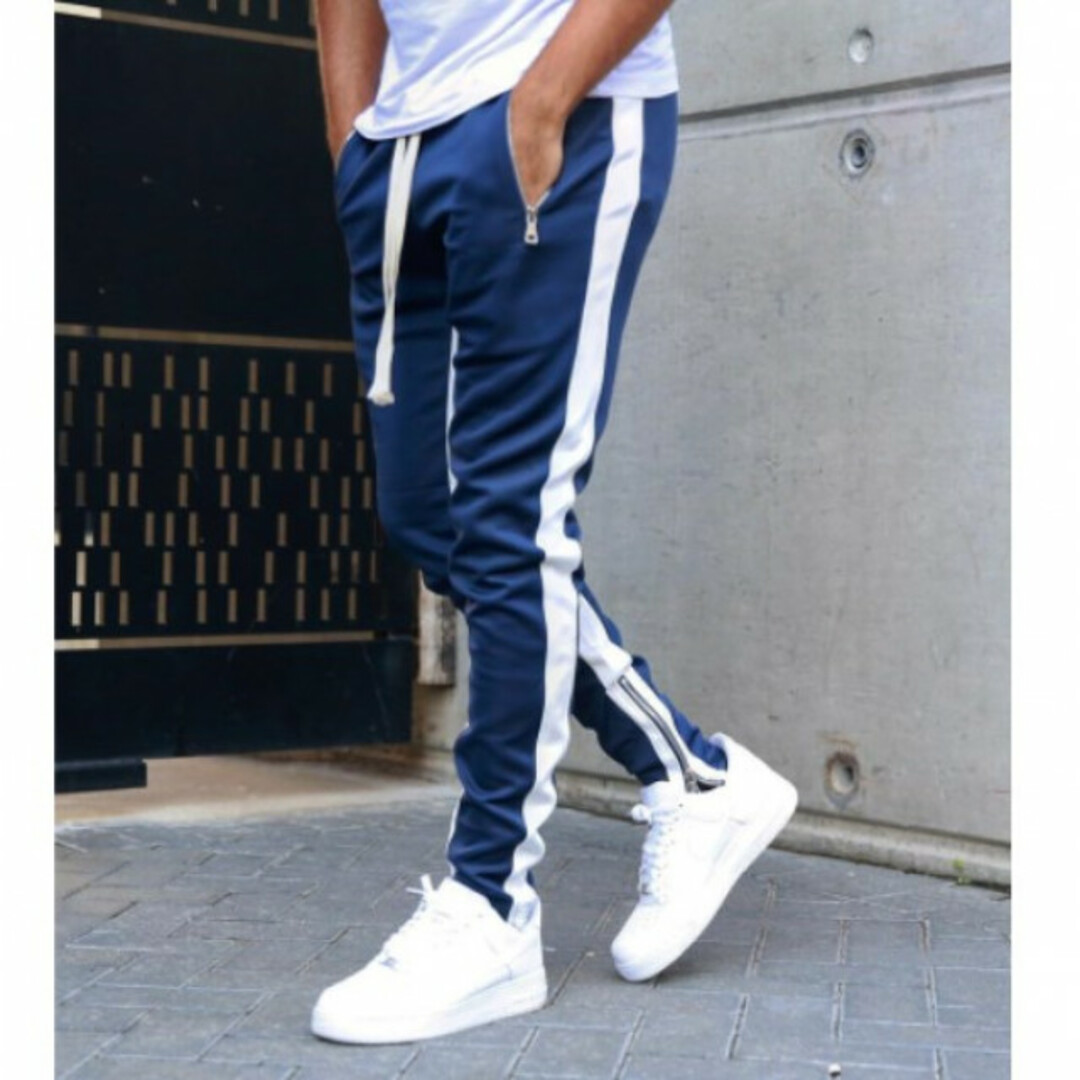 2枚セット　ジョガーパンツ　スウェットパンツ　ゆったりスキニー　紺黒XL メンズのパンツ(その他)の商品写真
