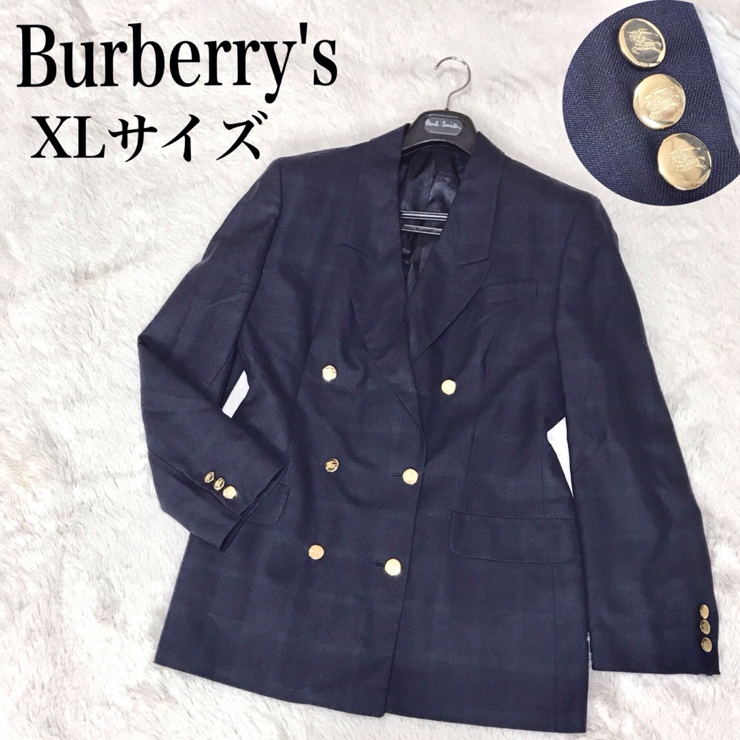 BURBERRY   美品 Burberrys 紺ブレ 金ボタン チェック テーラード