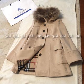 コートバーバリーブルーレーベルＢＵＲＢＥＲＲＹ値下人気ブランドアウターファー付