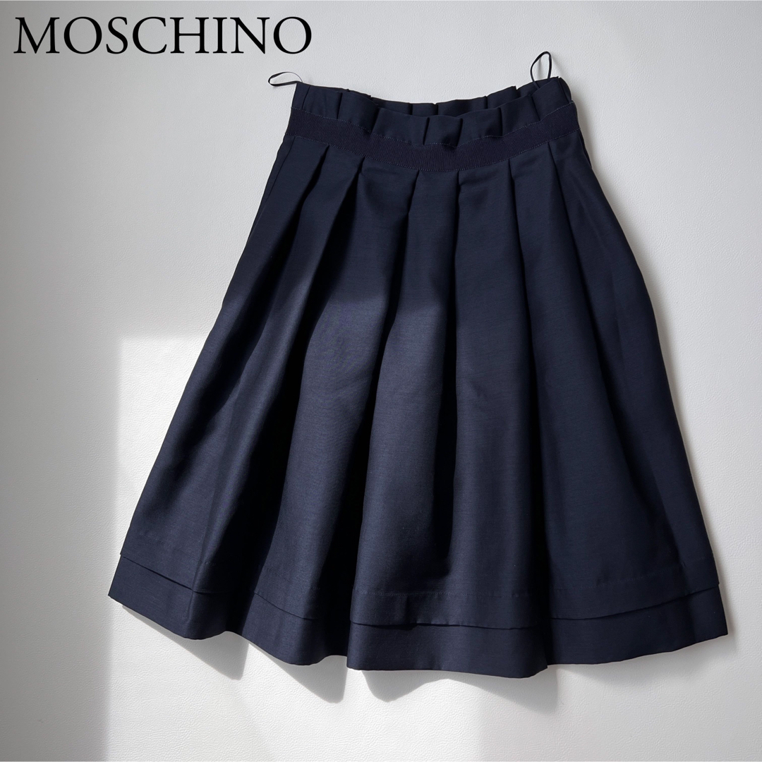 MOSCHINO(モスキーノ)の美品　MOSCHINO モスキーノ　フレアスカート　グログランテープ　ティアード レディースのスカート(ひざ丈スカート)の商品写真
