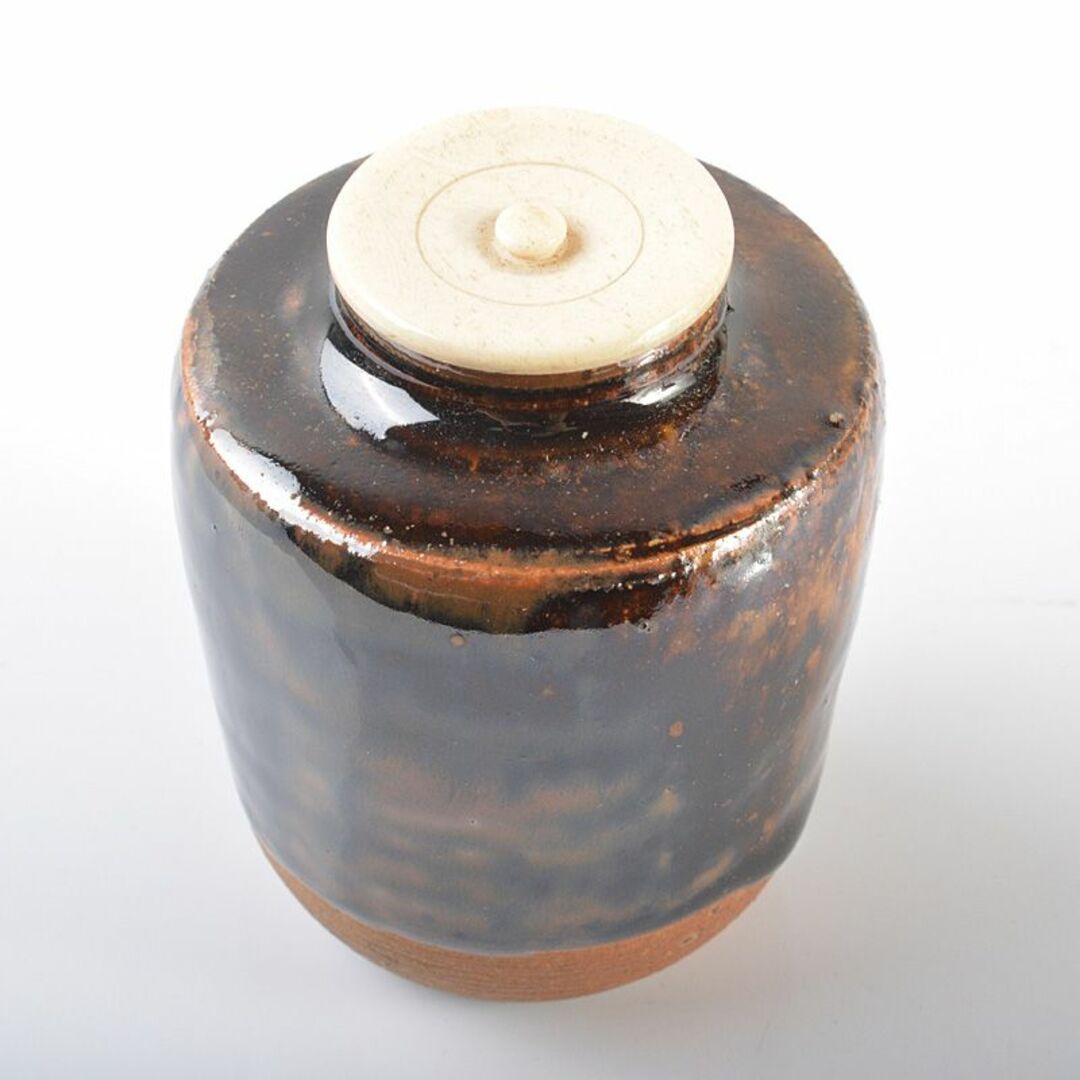 茶道具 瀬戸焼 肩衝茶入 袱紗付 時代箱 V R6294 茶道具 瀬戸焼 肩衝茶入 袱紗付 時代箱 V R6294