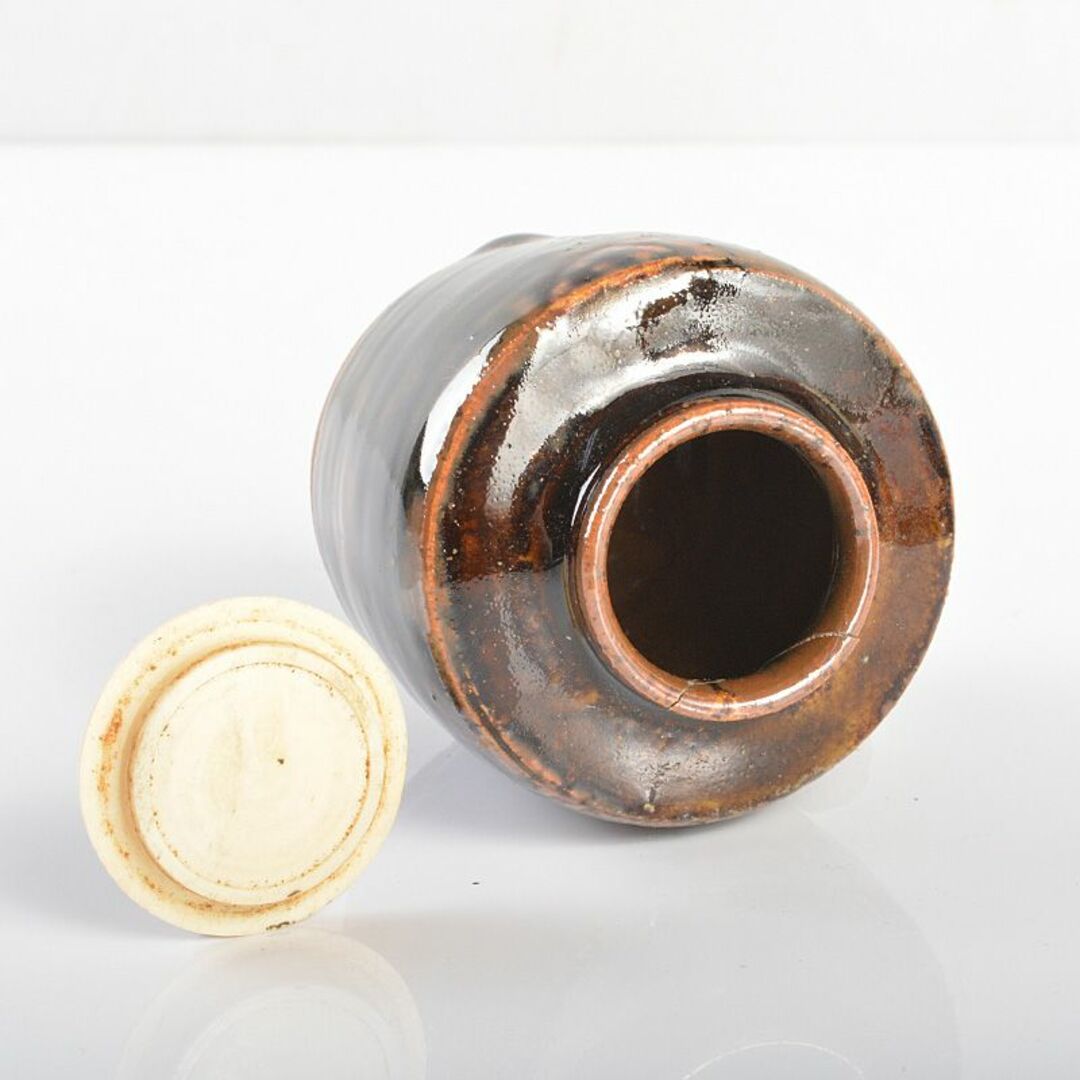 茶道具 瀬戸焼 肩衝茶入 袱紗付 時代箱 V R6294 茶道具 瀬戸焼 肩衝茶入 袱紗付 時代箱 V R6294