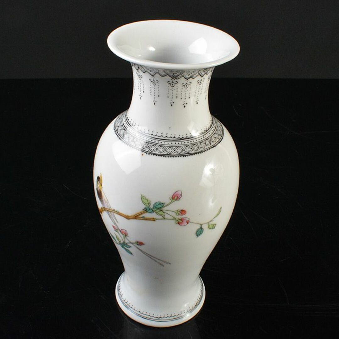 中国 中国景徳鎮製 粉彩漢詩花鳥文瓶 時代箱 M R6295 中国 中国景徳鎮製 粉彩漢詩花鳥文瓶 時代箱 M R6295
